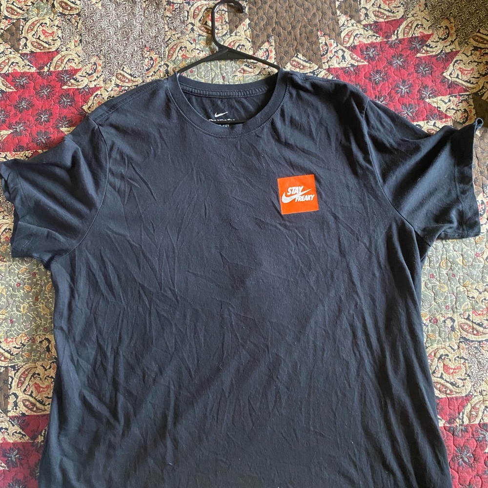 Nike Black and Orange Crew Neck Short Sleeve Tee
